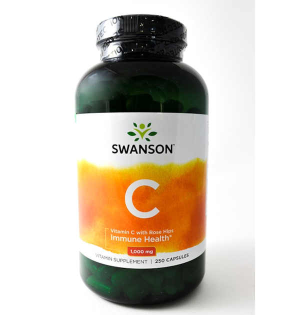 SWANSON VITAMIN C WITH ROSE HIPS 1000mg 250cap