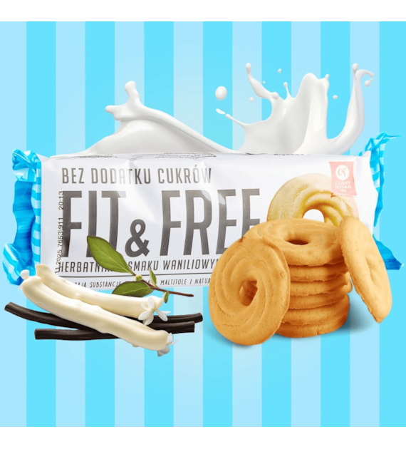 CUKRY NYSKIE FIT&FREE HERBATNIKI 120g VANILLA
