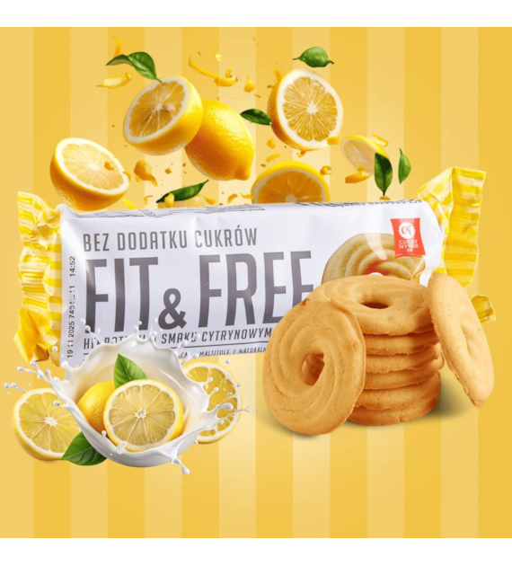 CUKRY NYSKIE FIT&FREE HERBATNIKI 120g LEMON