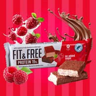 CUKRY NYSKIE FIT&FREE PROTEIN BAR 40g RASPBERRY