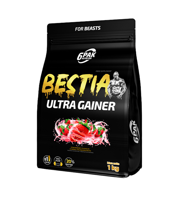 6PAK BESTIA ULTRA GAINER  1000g STRAWBERRY