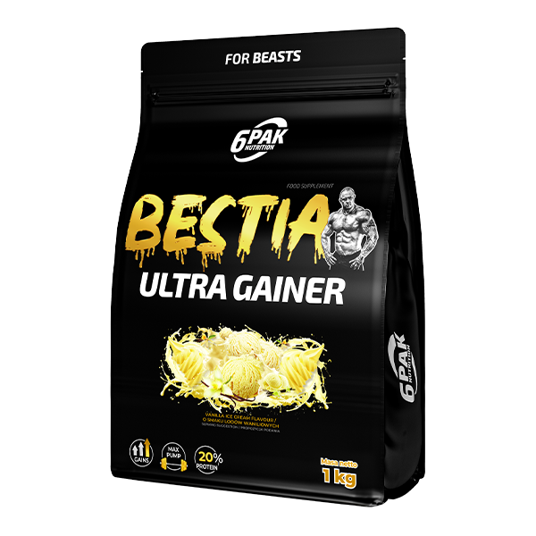 6PAK BESTIA ULTRA GAINER  1000g VANILLA ICE CREAM