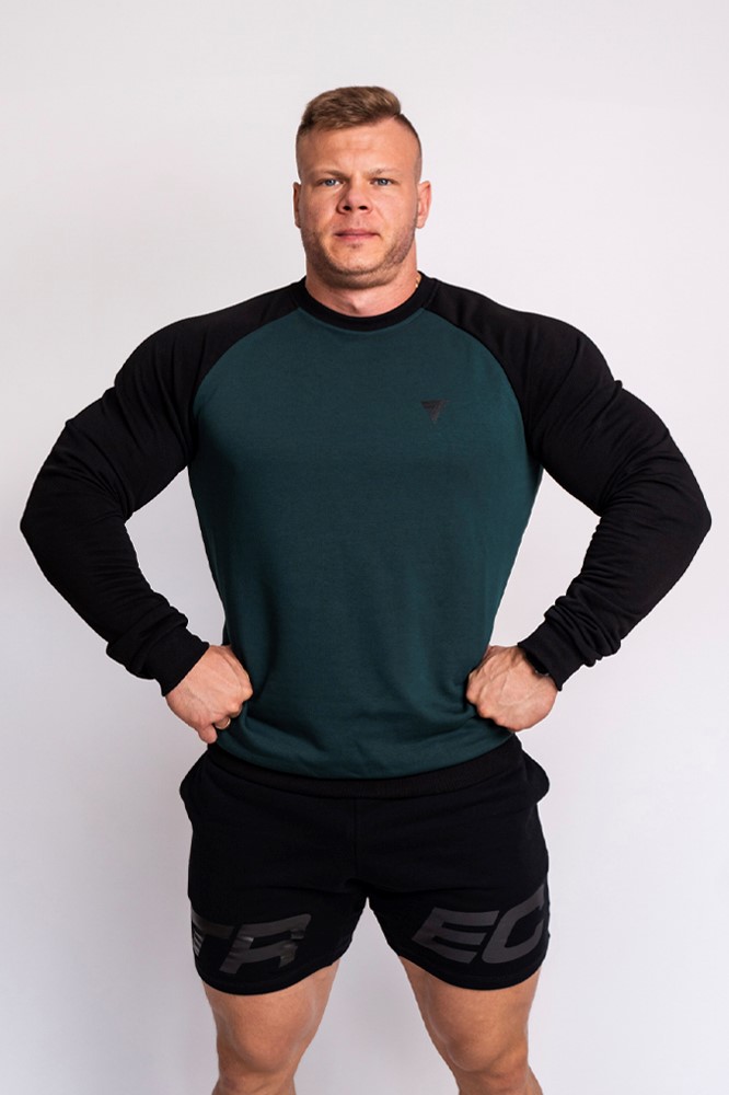 TW BASIC SWEATSHIRT RAGLAN 130 T BLACK-GREEN M