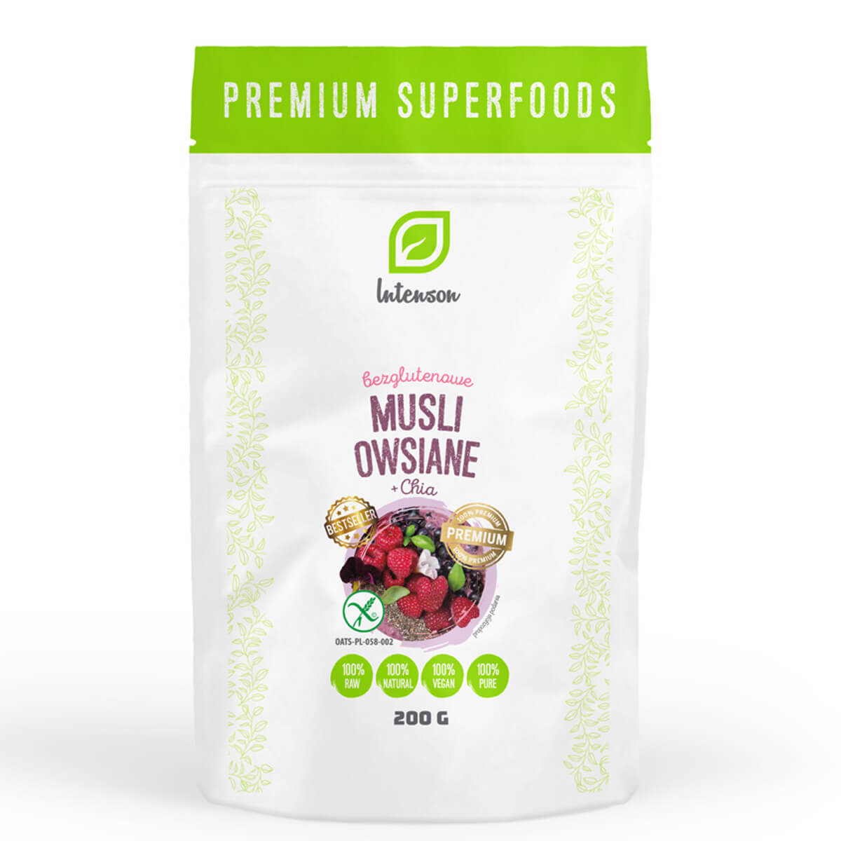 INTENSON BEZGLUTENOWE MUSLI Z CHIA 200g