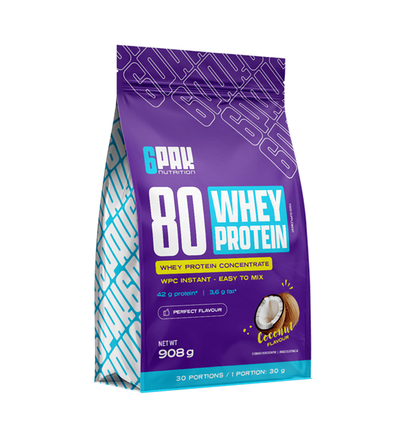 6PAK 80 WHEY PROTEIN 908g COCONUT