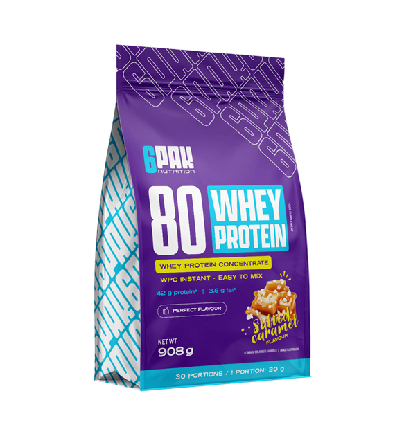 6PAK 80 WHEY PROTEIN 908g SALTED CARAMEL