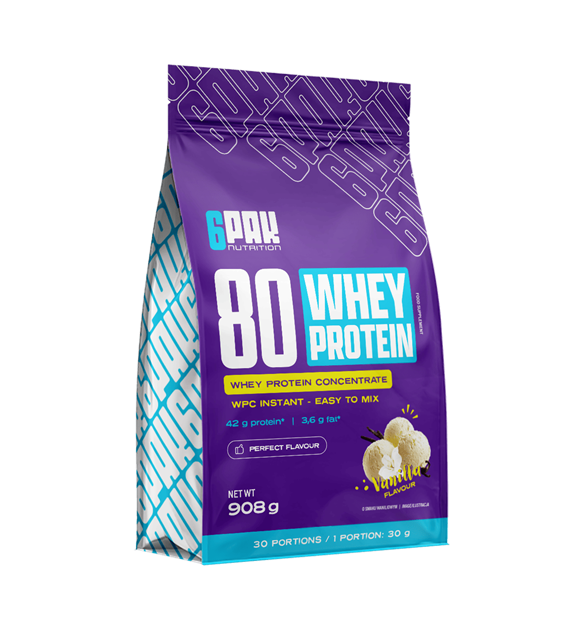 6PAK 80 WHEY PROTEIN 908g VANILLA