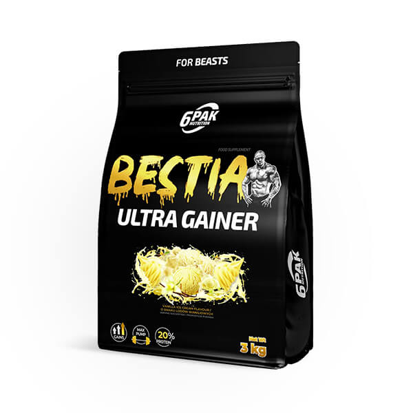 6PAK BESTIA ULTRA GAINER  3000g VANILLA ICE CREAM