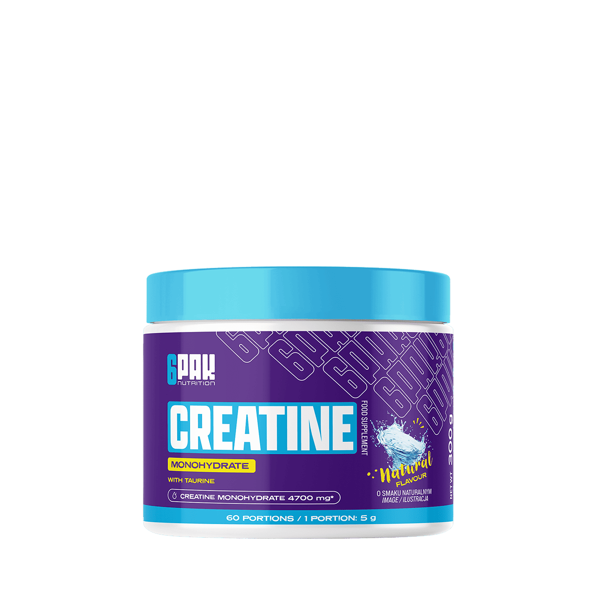 6PAK CREATINE MONOHYDRATE 300g JAR NATURAL