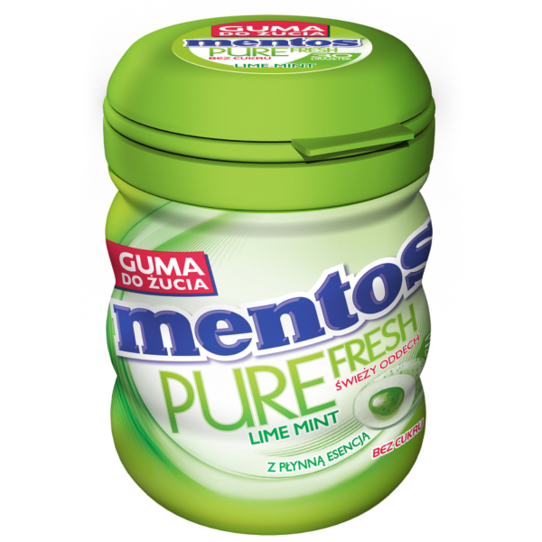 zz MENTOS PURE FRESH SUGAR FREE BTL 60g LIME-MINT